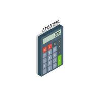 Calculator and Digital number right view Shadow icon vector isometric. Flat style vector illustration.