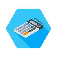 Calculator and Digital number left view icon vector isometric. Flat style vector illustration.