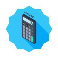 Calculator and Digital number left view icon vector isometric. Flat style vector illustration.