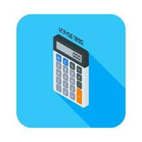 Calculator and Digital number left view icon vector isometric. Flat style vector illustration.