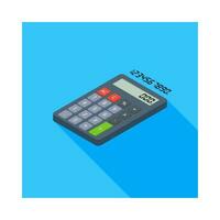 Calculator and Digital number left view icon vector isometric. Flat style vector illustration.