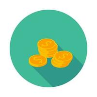 Gold coins stack icon vector isometric. Flat style vector illustration.