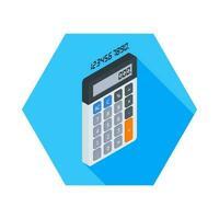 Calculator and Digital number right view icon vector isometric. Flat style vector illustration.