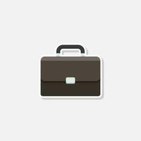 Briefcase White Stroke and Shadow icon vector isolated. Flat style vector illustration.