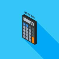 Calculator and Digital number left view icon vector isometric. Flat style vector illustration.