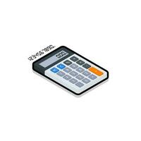 Calculator and Digital number right view Black Stroke and Shadow icon vector isometric. Flat style vector illustration.