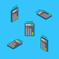 Calculator and Digital number Isometric and Flat icon vector. Flat style vector illustration.