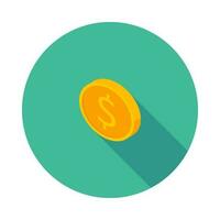 Gold coin left view icon vector isometric. Flat style vector illustration.