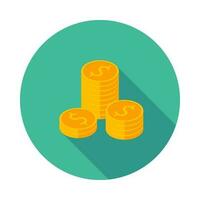 Gold coins stack icon vector isometric. Flat style vector illustration.