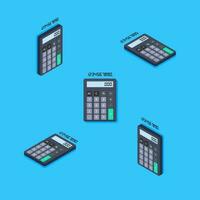 Calculator and Digital number Isometric and Flat icon vector. Flat style vector illustration.