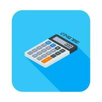 Calculator and Digital number left view icon vector isometric. Flat style vector illustration.