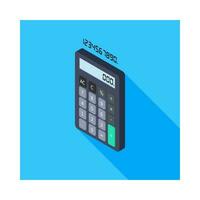 Calculator and Digital number left view icon vector isometric. Flat style vector illustration.