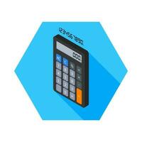 Calculator and Digital number left view icon vector isometric. Flat style vector illustration.