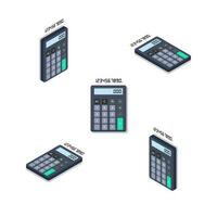 Calculator and Digital number Isometric and Flat Shadow icon vector. Flat style vector illustration.