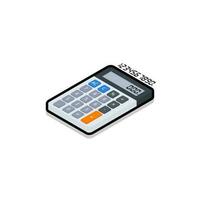 Calculator and Digital number left view Black Stroke and Shadow icon vector isometric. Flat style vector illustration.