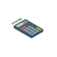 Calculator and Digital number right view Shadow icon vector isometric. Flat style vector illustration.