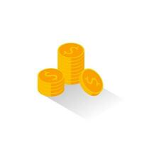 Gold coins stack Shadow icon vector isometric. Flat style vector illustration.