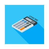 Calculator and Digital number left view icon vector isometric. Flat style vector illustration.