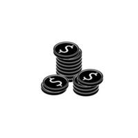 Gold coins stack White Outline icon vector isometric. Flat style vector illustration.