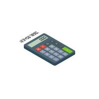 Calculator and Digital number right view White Background icon vector isometric. Flat style vector illustration.