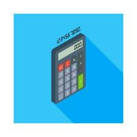 Calculator and Digital number right view icon vector isometric. Flat style vector illustration.