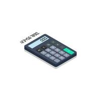 Calculator and Digital number right view Shadow icon vector isometric. Flat style vector illustration.