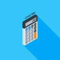 Calculator and Digital number right view icon vector isometric. Flat style vector illustration.