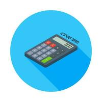 Calculator and Digital number left view icon vector isometric. Flat style vector illustration.