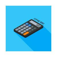 Calculator and Digital number left view icon vector isometric. Flat style vector illustration.