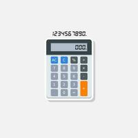 Calculator and Digital number White Stroke and Shadow icon vector isolated. Flat style vector illustration.