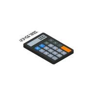 Calculator and Digital number right view White Background icon vector isometric. Flat style vector illustration.