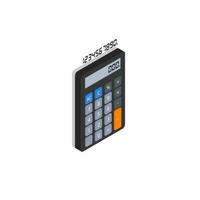 Calculator and Digital number right view Shadow icon vector isometric. Flat style vector illustration.