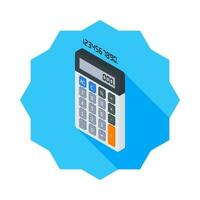 Calculator and Digital number left view icon vector isometric. Flat style vector illustration.