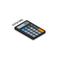 Calculator and Digital number right view Shadow icon vector isometric. Flat style vector illustration.