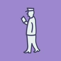 Guard Checking Passport Vector icon