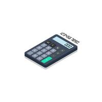 Calculator and Digital number left view Shadow icon vector isometric. Flat style vector illustration.