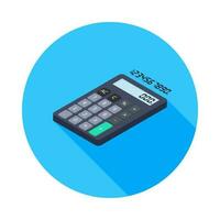 Calculator and Digital number left view icon vector isometric. Flat style vector illustration.