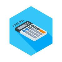 Calculator and Digital number right view icon vector isometric. Flat style vector illustration.