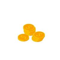 Gold coins stack White Background icon vector isometric. Flat style vector illustration.