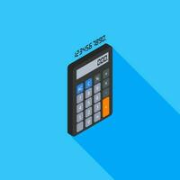 Calculator and Digital number right view icon vector isometric. Flat style vector illustration.