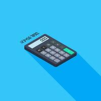 Calculator and Digital number right view icon vector isometric. Flat style vector illustration.