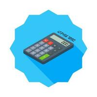 Calculator and Digital number left view icon vector isometric. Flat style vector illustration.