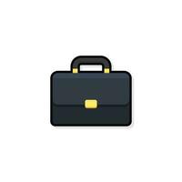 Briefcase Black Stroke and Shadow icon vector isolated. Flat style vector illustration.