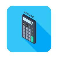 Calculator and Digital number left view icon vector isometric. Flat style vector illustration.