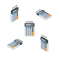 Calculator and Digital number Isometric and Flat Shadow icon vector. Flat style vector illustration.