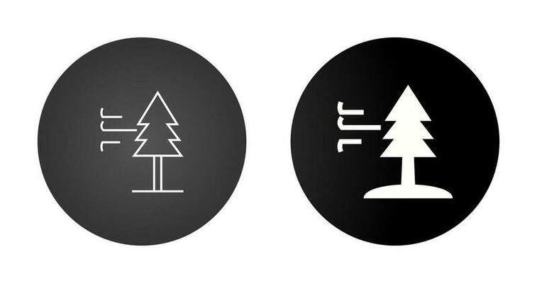 Tree with Wind Vector Icon