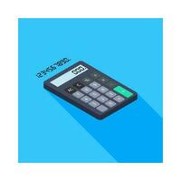 Calculator and Digital number right view icon vector isometric. Flat style vector illustration.