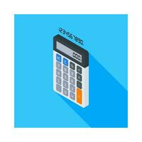 Calculator and Digital number left view icon vector isometric. Flat style vector illustration.