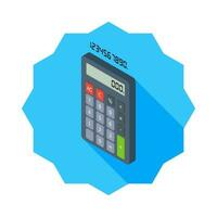 Calculator and Digital number left view icon vector isometric. Flat style vector illustration.