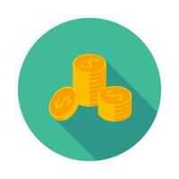 Gold coins stack icon vector isometric. Flat style vector illustration.